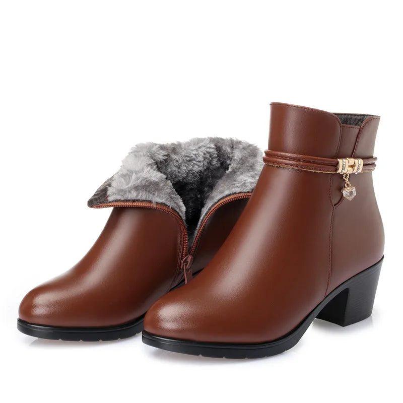 VENALIS | Bottes d'hiver en cuir avec fourrure
